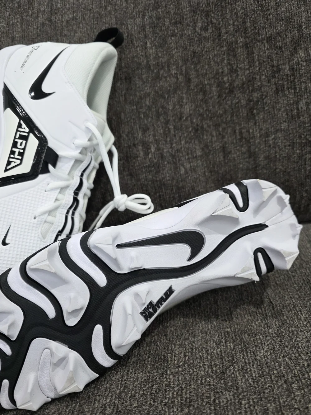 Nike Alpha White Football Cleats - Black Accents - Picture 4 of 9